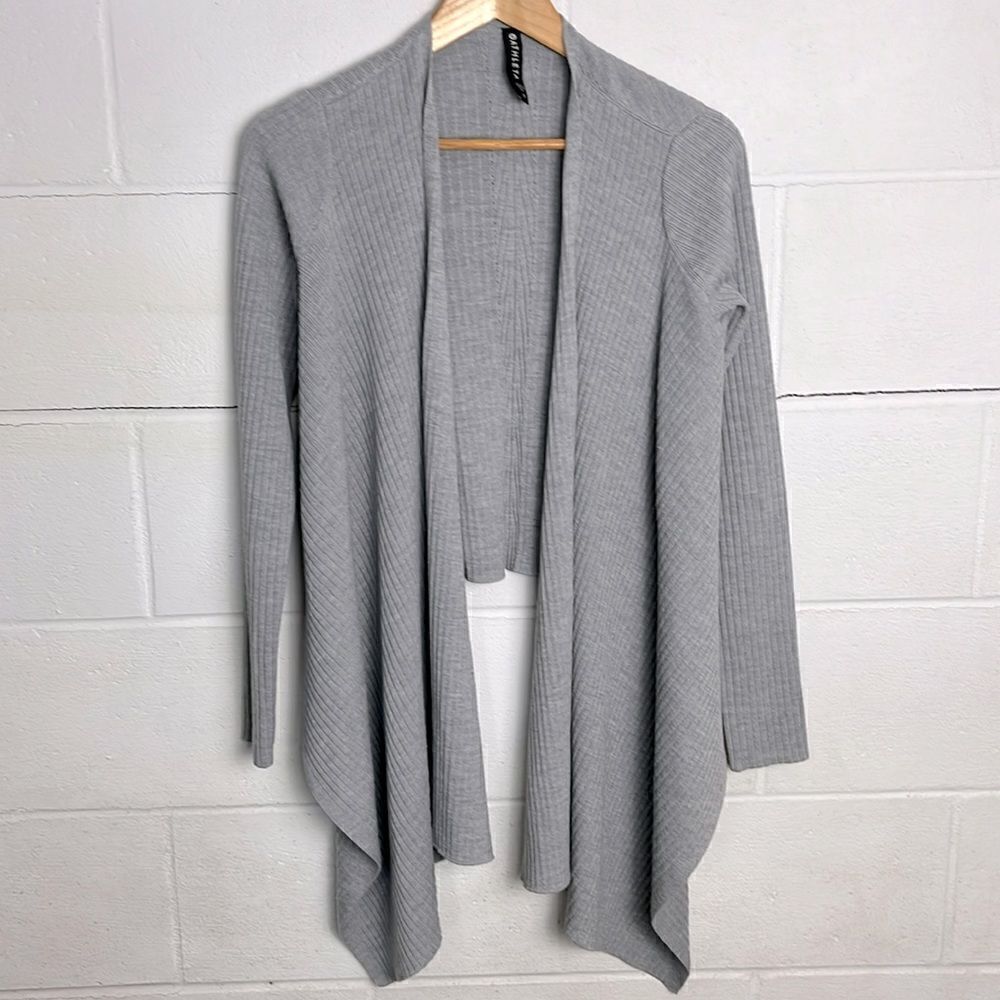 Athleta solstice gray merino wool wrap cardigan
